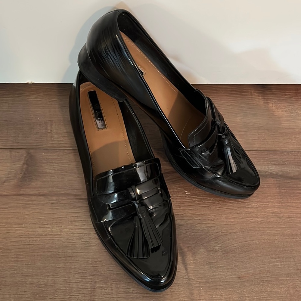 Tahari patent loafers